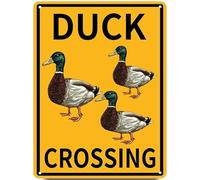 Duck Crossing Road Sign Metal Tin Sign for Home Bar, Man Cave, and Garage