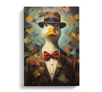 Duck Dadaism Art Canvas Print | Gallery Wrapped 30mm Frame Wall Art | 30x20 inches | Ready to Hang | Contemporary Bird Picture | Living Room Bedroom Lounge Office