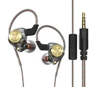 DUCK DANCE Wired Earbuds with Microphone Heavy Bass Zero Latency Wired IEM Earbuds with Mic Audiophile IEM Headset w 3.5mm Jack CABLEDUCK QKZ (with Mic, Transparent Black with Gold)