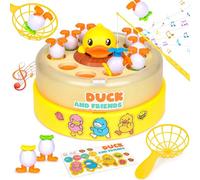 Duck Dash Jumping Duck Game | Interactive Parent-Child Frogs Toy | Fun Duck Duck Dance Game for Hand-Eye Coordination & Family Play (Upgraded Rechargeable Version - Duck with Bonus Fishing Rod)