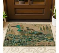 Duck Door Mat, Nature Rustic Water Trees Spring Teal Non-Slip Dirt Trapper Doormats for Floor for Home Indoor Outdoor Entryway Porch Decor 29x17 Inch