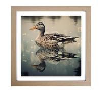 Duck Double Exposure No.1 Framed Print | 18x18 Inch Oak Framed Wall Art | Ready to Hang | Modern Animal Picture | Living Room Bedroom Lounge Office