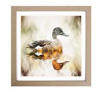 Duck Double Exposure No.2 Framed Print | 18x18 Inch Oak Framed Wall Art | Ready to Hang | Modern Animal Picture | Living Room Bedroom Lounge Office