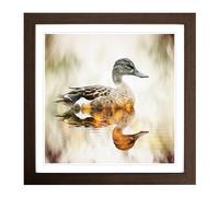 Duck Double Exposure No.2 Framed Print | 18x18 Inch Walnut Framed Wall Art | Ready to Hang | Modern Animal Picture | Living Room Bedroom Lounge Office