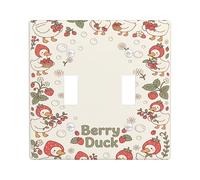 Duck Double Light Switch Cover Plate, Fanciful Playful Strawberry Flower Spring Cream Plastic Standard Size Decorative Wall Plates for Home Living Room New Apartment Decor