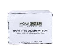 HOMESCAPES King Size Duvet 13.5 Tog, Luxury Ethical White Duck Feather & Down Quilt, Anti Allergy 100% Cotton Cover Down-Proof Winter Bed Duvets, Washable, RDS & OEKO-TEX Certified