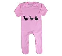 Duck Duck Goose Children's Game Silhouette Baby Romper Jumpsuit with feet, 0-3 Months, Pastel Pink
