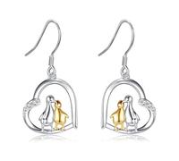 Duck Earrings Sterling Silver Duck Mom Child Heart Drop Earrings Farm Dangle Earrings Jewellery Gifts for Women Girls