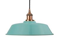 Duck Egg Blue Chancery Painted Dome Pendant Light With Matt Antique Copper Lamp Holder And Black Twisted Cable - Se Home