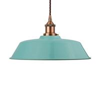Duck Egg Blue Chancery Painted Dome Pendant Light With Matt Antique Copper Lamp Holder And Brown Twisted Cable - Se Home