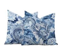 Duck Egg Blue Cushion Covers 40cm x 40cm, Outdoor Cushions Dragon Pillow Cases 2 Pack, Double Sided Velvet Decorative Pillows with Lnvisible Zipper for Garden Sofa Bed Patio, Gifts for Women, -#b392s