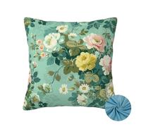 Duck Egg Blue Cushions 40 x 40 cm, Flower Cushion Covers Pack of 2, Autumn Decorative Pillows, Soft Throw Pillow Case, Sofa Cushions with Invisible Zipper, for Couch Bed Fall Decor 16x16 Inch -OZ76