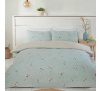 Duck Egg Blue Daisy Duvet Cover Set Reversible Floral Polycotton Quilt Bedding