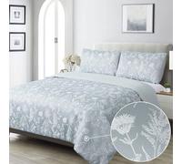 Duck Egg Blue Duvet Cover Set Double Bed Floral Jacquard Bedding Set Luxury | Textured Flower Duvet Sets, Wildflower Blossom Cottage French Country Green 3 Pieces Elegant Poly Cotton 200x200