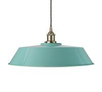 Duck Egg Blue Large Chancery Painted Dome Pendant Light With Brushed Chrome Lamp Holder And Grey Twisted Cable - Se Home