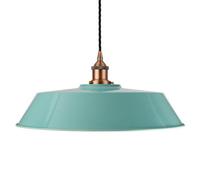 Duck Egg Blue Large Chancery Painted Dome Pendant Light With Matt Antique Copper Lamp Holder And Black Twisted Cable - Se Home
