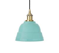 Duck Egg Blue Lincoln Painted Dome Pendant Light With Antique Brass Lamp Holder And Black Twisted Cable - Se Home