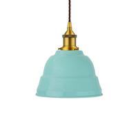 Duck Egg Blue Lincoln Painted Dome Pendant Light With Antique Gold Lamp Holder And Brown Twisted Cable - Se Home