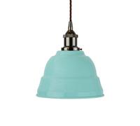 Duck Egg Blue Lincoln Painted Dome Pendant Light With Black Nickel Lamp Holder And Brown Twisted Cable - Se Home