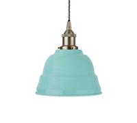 Duck Egg Blue Lincoln Painted Dome Pendant Light With Brushed Chrome Lamp Holder And Grey Twisted Cable - Se Home
