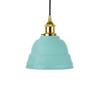 Duck Egg Blue Lincoln Painted Dome Pendant Light With Gold Lamp Holder And Black Twisted Cable - Se Home