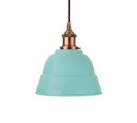 Duck Egg Blue Lincoln Painted Dome Pendant Light With Matt Antique Copper Lamp Holder And Brown Twisted Cable - Se Home