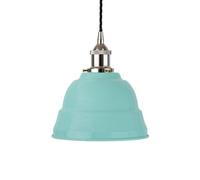 Duck Egg Blue Lincoln Painted Dome Pendant Light With Nickel Lamp Holder And Black Twisted Cable - Se Home