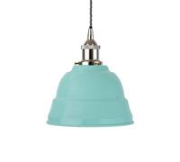 Duck Egg Blue Lincoln Painted Dome Pendant Light With Nickel Lamp Holder And Grey Twisted Cable - Se Home