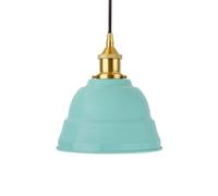 Duck Egg Blue Lincoln Painted Dome Pendant Light With Polished Brass Lamp Holder And Black Round Cable - Se Home
