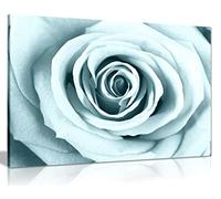 Duck Egg Blue Rose Canvas Wall Art Picture Print (18X12)