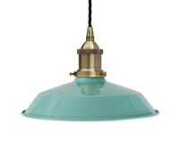 Duck Egg Blue Small Trinity Metal Painted Dome Pendant Light With Antique Brass Lamp Holder And Black Twisted Cable - Se Home