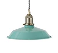 Duck Egg Blue Small Trinity Metal Painted Dome Pendant Light With Brushed Chrome Lamp Holder And Grey Twisted Cable - Se Home