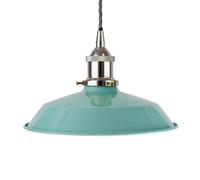 Duck Egg Blue Small Trinity Metal Painted Dome Pendant Light With Nickle Lamp Holder And Grey Twisted Cable - Se Home