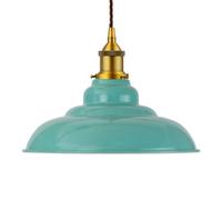 Duck Egg Blue St Edmund's Painted Dome Pendant Light With Antique Gold Lamp Holder And Brown Twisted Cable - Se Home