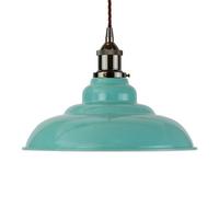 Duck Egg Blue St Edmund's Painted Dome Pendant Light With Black Nickel Lamp Holder And Brown Twisted Cable - Se Home