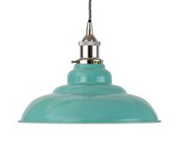 Duck Egg Blue St Edmund's Painted Dome Pendant Light With Nickel Lamp Holder And Grey Twisted Cable - Se Home