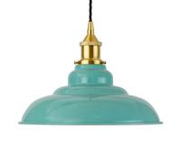 Duck Egg Blue St Edmund's Painted Dome Pendant Light With Polished Brass Lamp Holder And Black Twisted Cable - Se Home