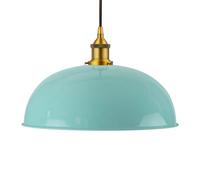 Duck Egg Blue Worcester Painted Dome Pendant Light With Antique Gold Lamp Holder And Black Round Cable - Se Home