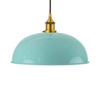 Duck Egg Blue Worcester Painted Dome Pendant Light With Antique Gold Lamp Holder And Brown Twisted Cable - Se Home