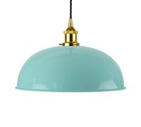Duck Egg Blue Worcester Painted Dome Pendant Light With Gold Lamp Holder And Black Twisted Cable - Se Home