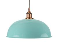 Duck Egg Blue Worcester Painted Dome Pendant Light With Matt Antique Copper Lamp Holder And Black Round Cable - Se Home