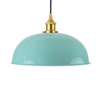 Duck Egg Blue Worcester Painted Dome Pendant Light With Polished Brass Lamp Holder And Black Twisted Cable - Se Home