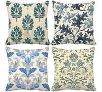 Duck Egg Cushion Covers 45 x 45 Retro Outdoor Cushions Waterproof Linen Set of 4 Decorative Pillows with Smooth Invisible Zip for Livingroom Summer Fall Outdoor Patio Garden Bench Decor Gifts l2183