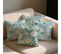 Duck Egg Cushion Covers Daisy Cushions Covers 55x55 cm Set of 4 for Sofa Bed Square Velvet Decorative Pillowcase Double Sided Printing Throw Pillow Case Indoor Home Room Decor, Gifts for Women b-1326