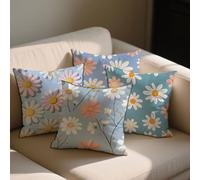Duck Egg Cushion Covers Daisy Cushions Covers 65x65 cm Set of 4 for Sofa Bed Square Velvet Decorative Pillowcase Double Sided Printing Throw Pillow Case Indoor Home Room Decor, Gifts for Women b-1334