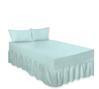 (Duck Egg, Double) Premium Percale Polycotton Plain Fitted Valance Sheets. Colourful Bedding Ideal for Bed Room Home Décor Sheets.