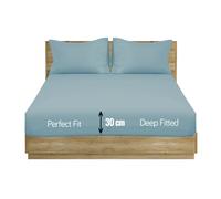 (Duck Egg Pale Blue , Double) Extra Deep Fitted Sheet Bed Sheets- 12 Colours