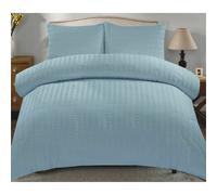 (Duck Egg Pale Blue , Double) Seersucker Duvet Cover & Pillowcase Set
