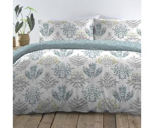 (Duck Egg, Single) Dreams & Drapes Emily Botanical Print Reversible Duvet Cover Set
