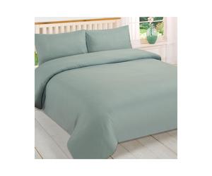 (Duck Egg, Superking) OHS Plain Dyed Duvet Cover Quilt Bedding Set With Pillowcase Single Double King Size